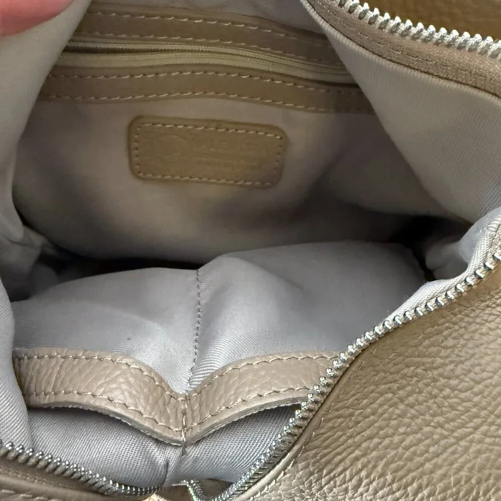 Valentina Italian Bag Sling Backpack Shoulder Pebble Leather Taupe